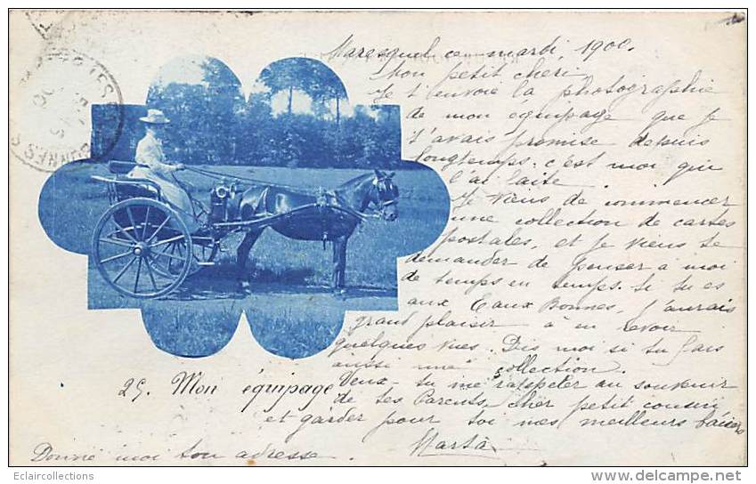 Maresquel      62        Carte Photo Attelage Cheval  (rare Voyagée 1900) - Autres & Non Classés