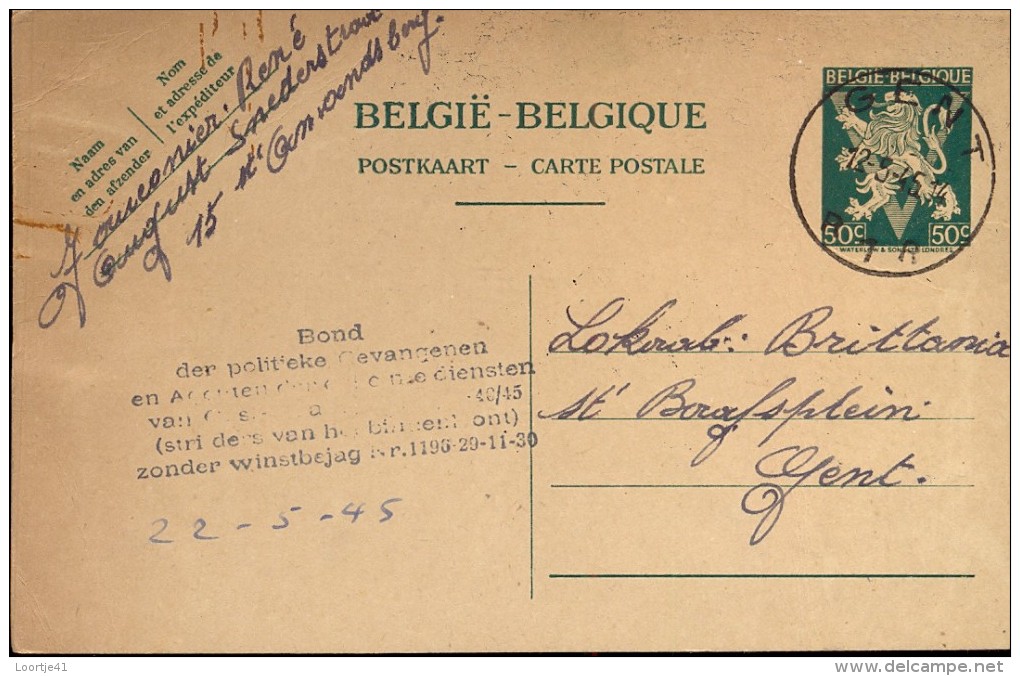 Briefkaart - Postkaart Fouconier St Amandsberg  -  Politieke Gevangenen Gent - 1945 - Cartes Postales 1934-1951