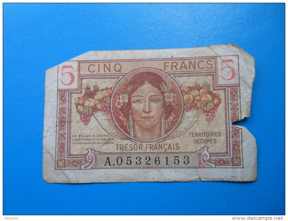 TERRITOIRES OCCUPES TRESOR FRANCAIS 5 Francs - 1947 Franse Schatkist