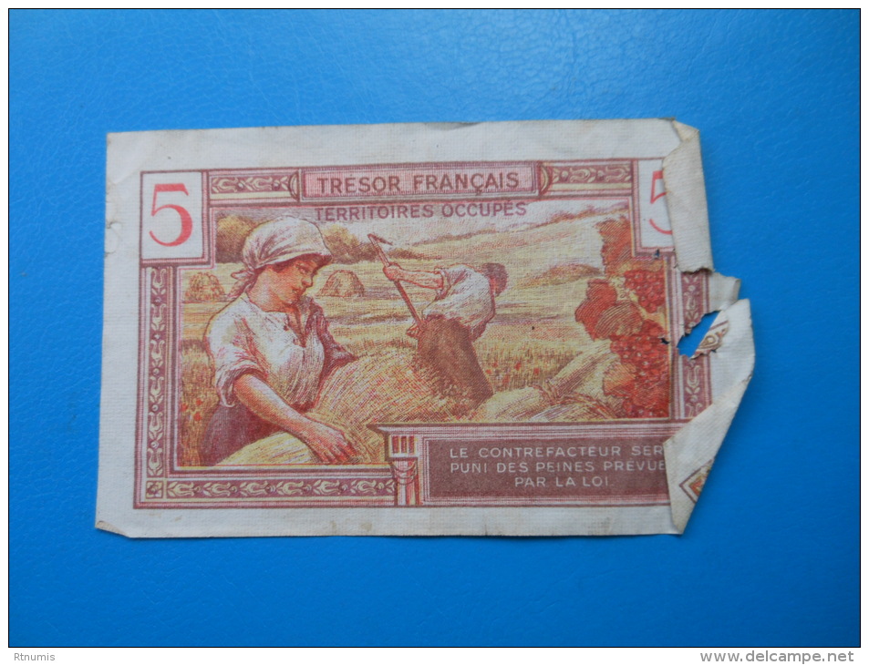 TERRITOIRES OCCUPES TRESOR FRANCAIS 5 Francs - 1947 French Treasury