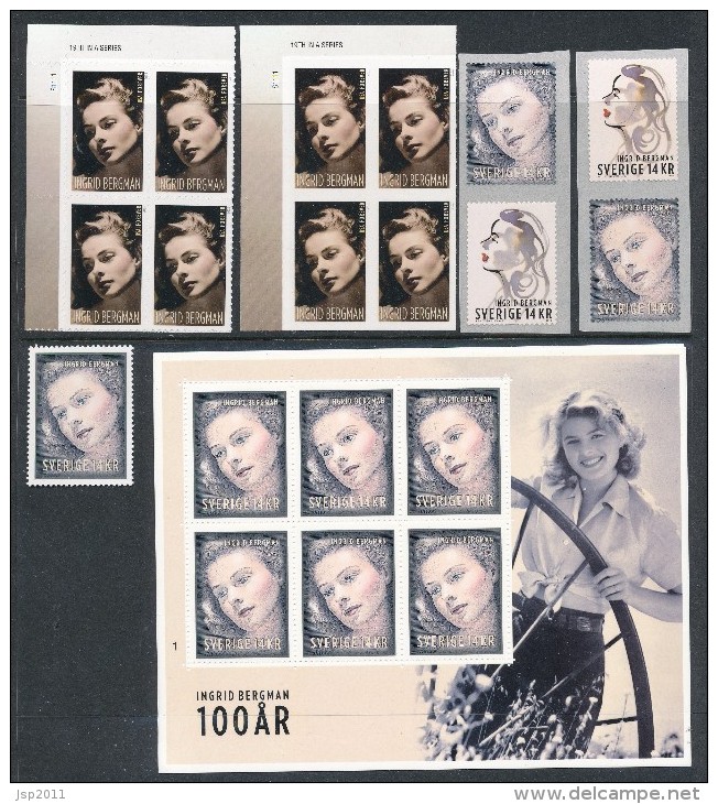 Sweden 2015 Facit # SS30. Ingrid Bergman And USA Issues.  VERY EXCLUSIVE SET (see Description And Images). MNH (**) - Neufs