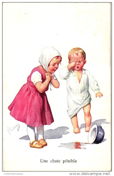 6 Postcards Karl Feiertag Artist Signed &Numbered   Children Making Noice Chamber Pot Piss Pot Toothache - Feiertag, Karl