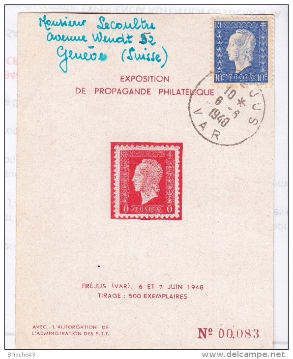 EXPOSITION PHILATÉLIQUE DE FRÉJUS. 500 EXEMPLAIRES  / J 6799 - Andere & Zonder Classificatie