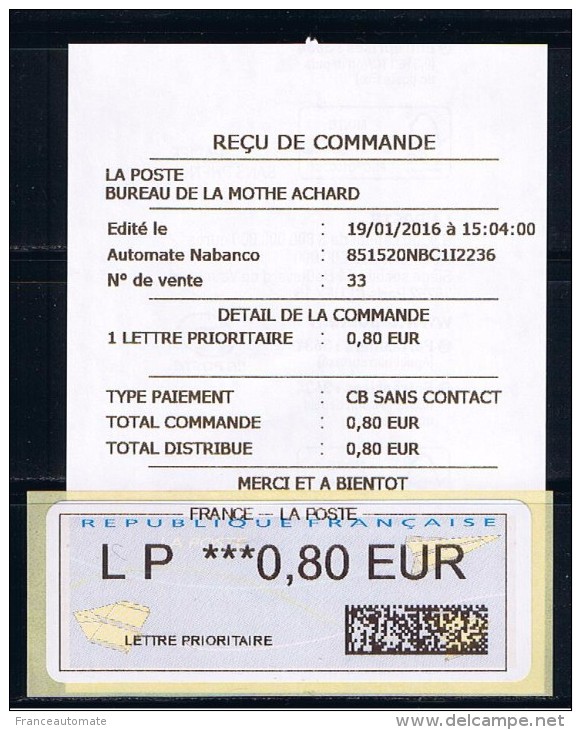 ATM, NABANCO, LP 0.80, PAPIER COINS GRANDS ARRONDIS, N° 55 AU CATALOGUE MICHEL, LETTRE NATIONALE, AVEC RECU. - 2000 Type « Avions En Papier »