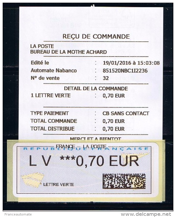 ATM, NABANCO, LV 0.70, PAPIER COINS GRANDS ARRONDIS, N° 55 AU CATALOGUE MICHEL, LETTRE VERTE, AVEC RECU. - 2000 « Avions En Papier »