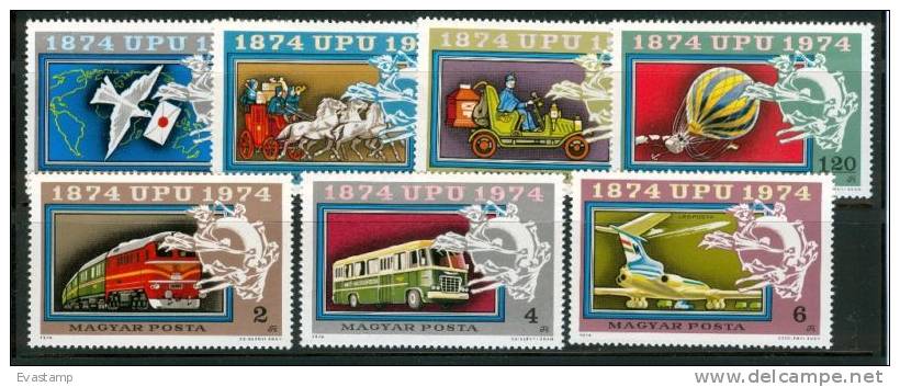 HUNGARY - 1974.UPU(Pigeon,Horse,Tra In,Bus,Balloon,Airplane,C Oach) Cpl.Set MNH! Mi:2945-2951 - Unused Stamps