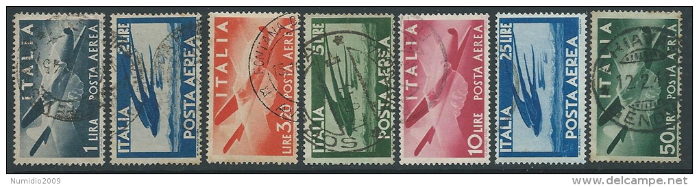 1945-46 ITALIA USATO POSTA AEREA DEMOCRATICA 7 VALORI - U22-3.2 - Poste Aérienne
