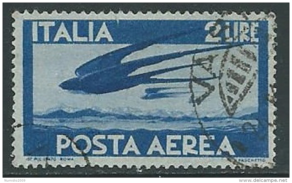 1945-46 ITALIA USATO POSTA AEREA DEMOCRATICA 2 LIRE - U22-4 - Poste Aérienne