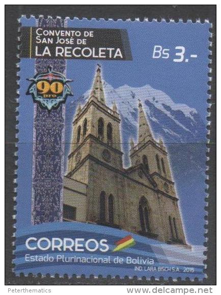 BOLIVIA, 2015, MNH, CONVENT OF SAN JOSE DE RECOLETA, RELIGION, CHURCHES, MOUNTAINS, 1v - Abbazie E Monasteri