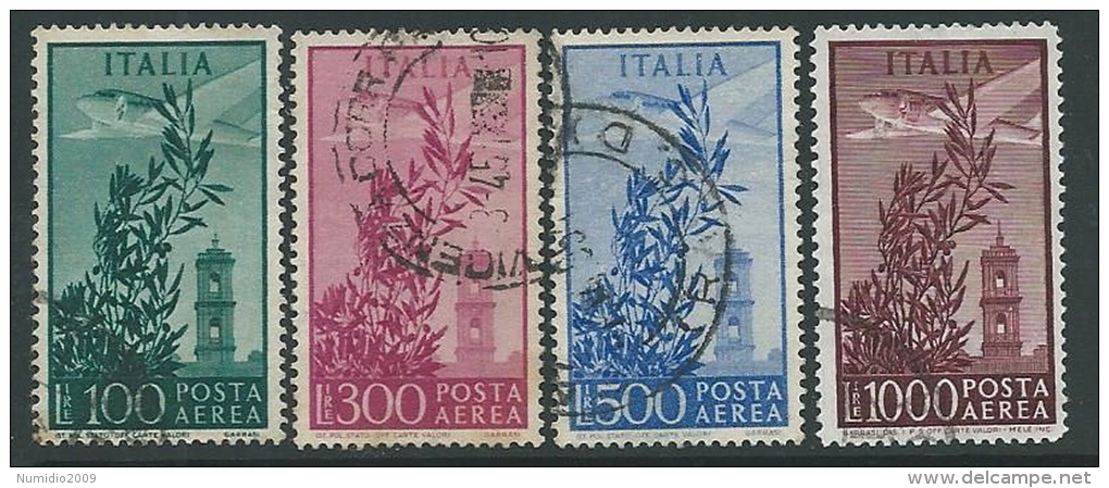 1948-52 ITALIA USATO POSTA AEREA CAMPIDOGLIO RUOTA 4 VALORI - U22-7.4 - Poste Aérienne
