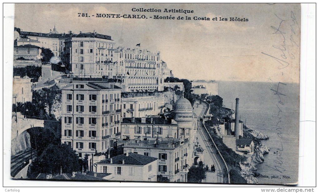 Monte-Carlo. Montée De La Costa Et Les Hôtels - Hôtels