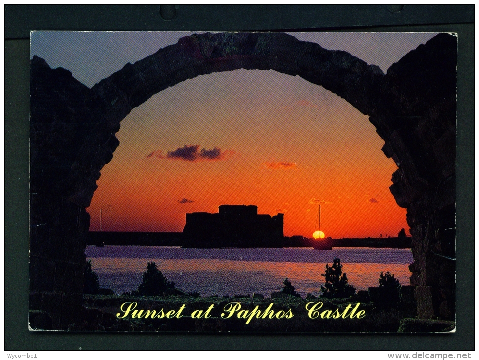 CYPRUS  -  Sunset At Paphos Castle  Used Postcard As Scans - Cyprus