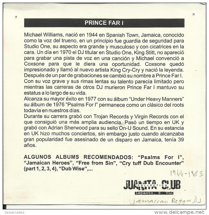 PRINCE FAR 1( MICHAEL WILLIAMS, DJ. JAMAÏCAIN, 1944 - 1983)  .RECTO/VERSO - Otros & Sin Clasificación