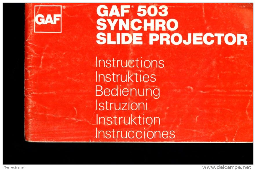 X GAF 503 Synchro Slide Projector Istruzioni Instructions Bedienung Instruktion Instrucciones - Altri & Non Classificati