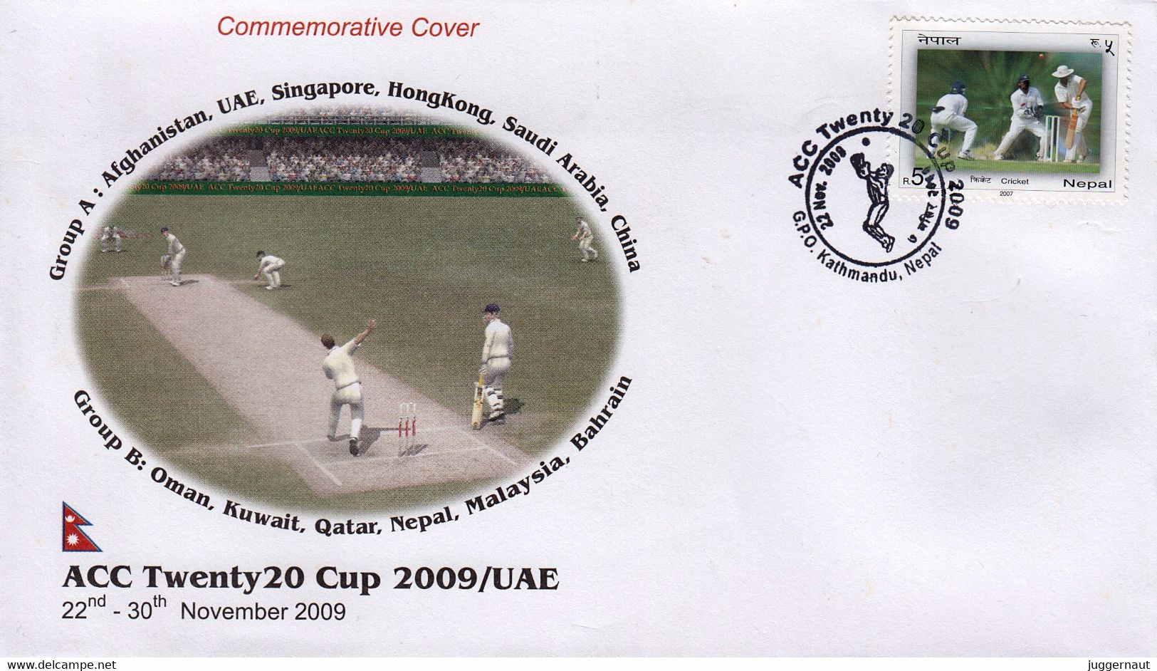 ACC TWENTY20 CRICKET Finals 2009 Commemorative Cover NEPAL - Cricket