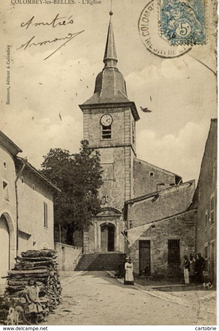 Dépt 54 - COLOMBEY-LES-BELLES - L'Église - Carte Précurseur - Animée - 1904 - Colombey Les Belles