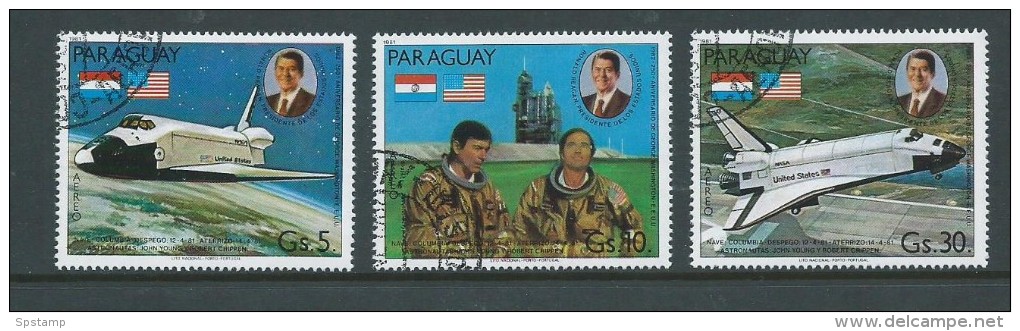 Paraguay 1981 Reagan Space Airmail Set Of 3 Singles VFU - Paraguay