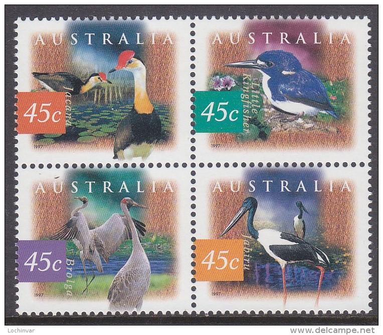 AUSTRALIA, 1997 WETLAND BIRDS BLOCK 4 MNH - Neufs