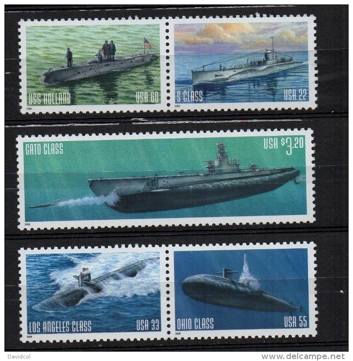 N093- USA 2000 - SC#: 3372-77 . MNH - US NAVY SUBMARINES / SUBMARINOS AMERICANOS -  CAT. VAL $ 25.00 /  &euro; 19.00 - Submarines