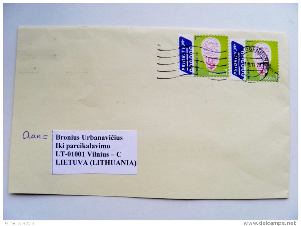 Cover Sent From Netherlands 2014 Europa 2011 Licht - Storia Postale