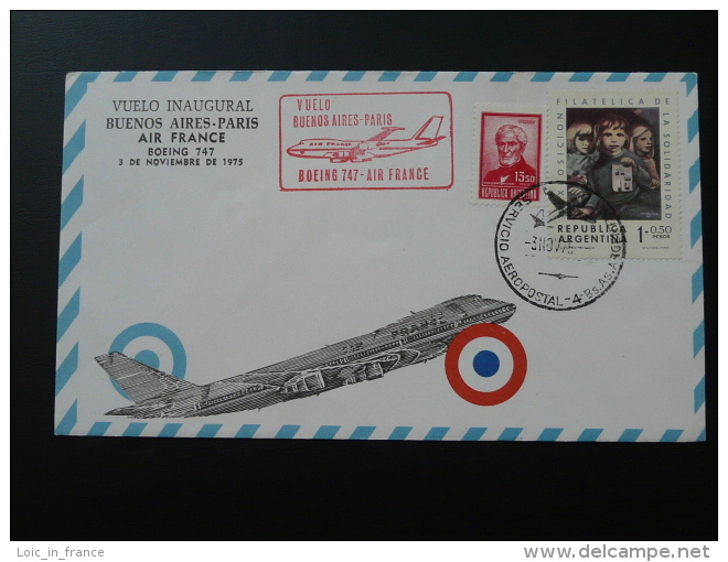 First Flight Cover FFC 1975 Buenos Aires Argentina To Paris Boeing 747 64633 - Poste Aérienne