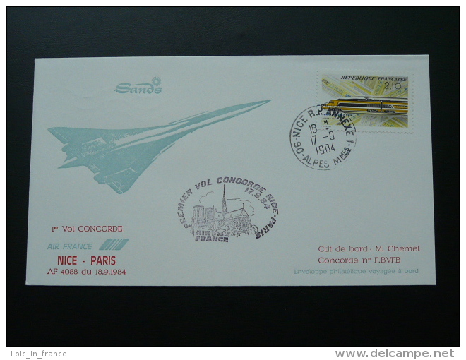 First Flight Cover Concorde Nice Paris 17 Sep 1984 FFC 62130 - Concorde