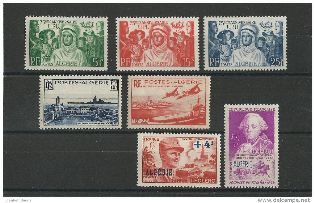 ALGERIE - ANNEE 1949 COMPLETE - YVERT N° 272/278 **  - COTE = 40.8 EUROS - Années Complètes