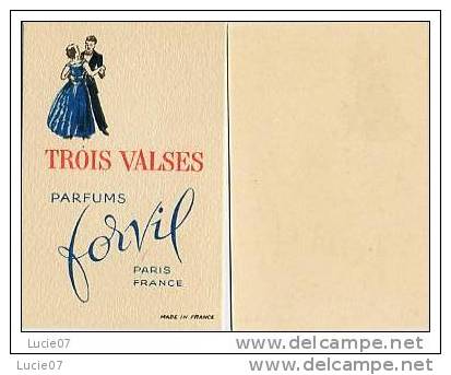 A.Immédiat Carte Parfumée Ancienne   FORVIL  3 VALSES  BRAS  BAISSES  TRES RARE - Anciennes (jusque 1960)