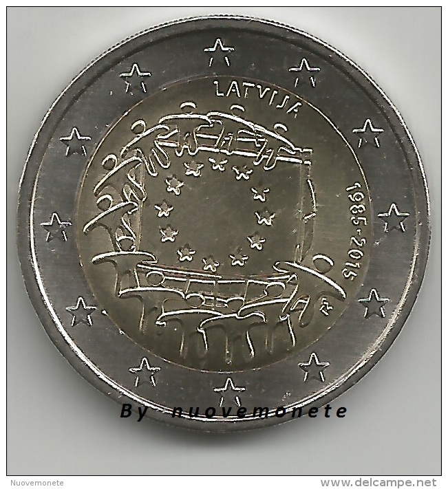 LETTONIA LATVIA  2 EURO COMM. 2015 UNC "30° Anniv. BANDIERA" DISPONIBILI - Latvia