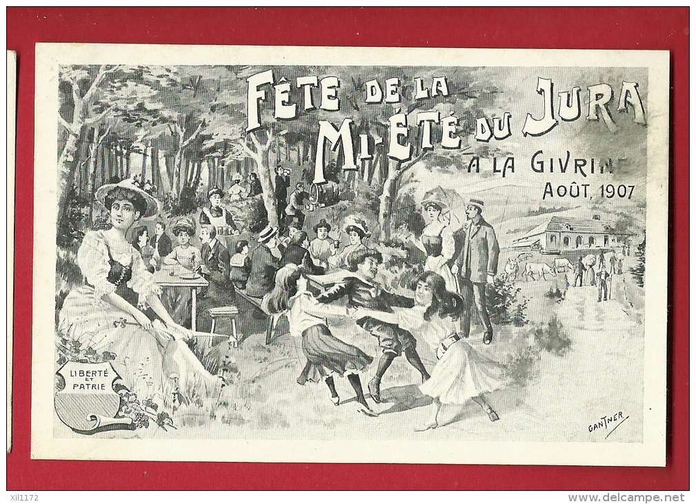 PBI-16 Fête De La Mi-été Du Jura Août 1907 Givrine Sur St-Cergues, Danse, Litho , Non Circulé - Saint-Cergue