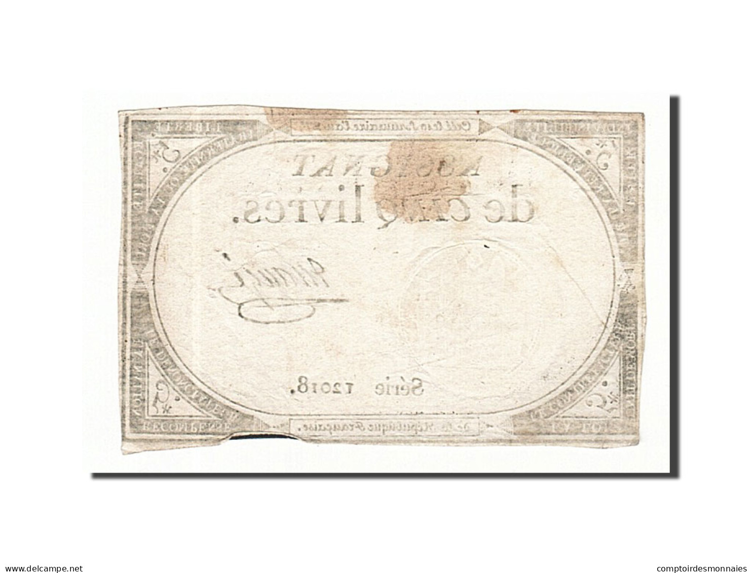 Billet, France, 5 Livres, 1793, 1793-10-31, Maugé, TTB, KM:A76, Lafaurie:171 - Assignats