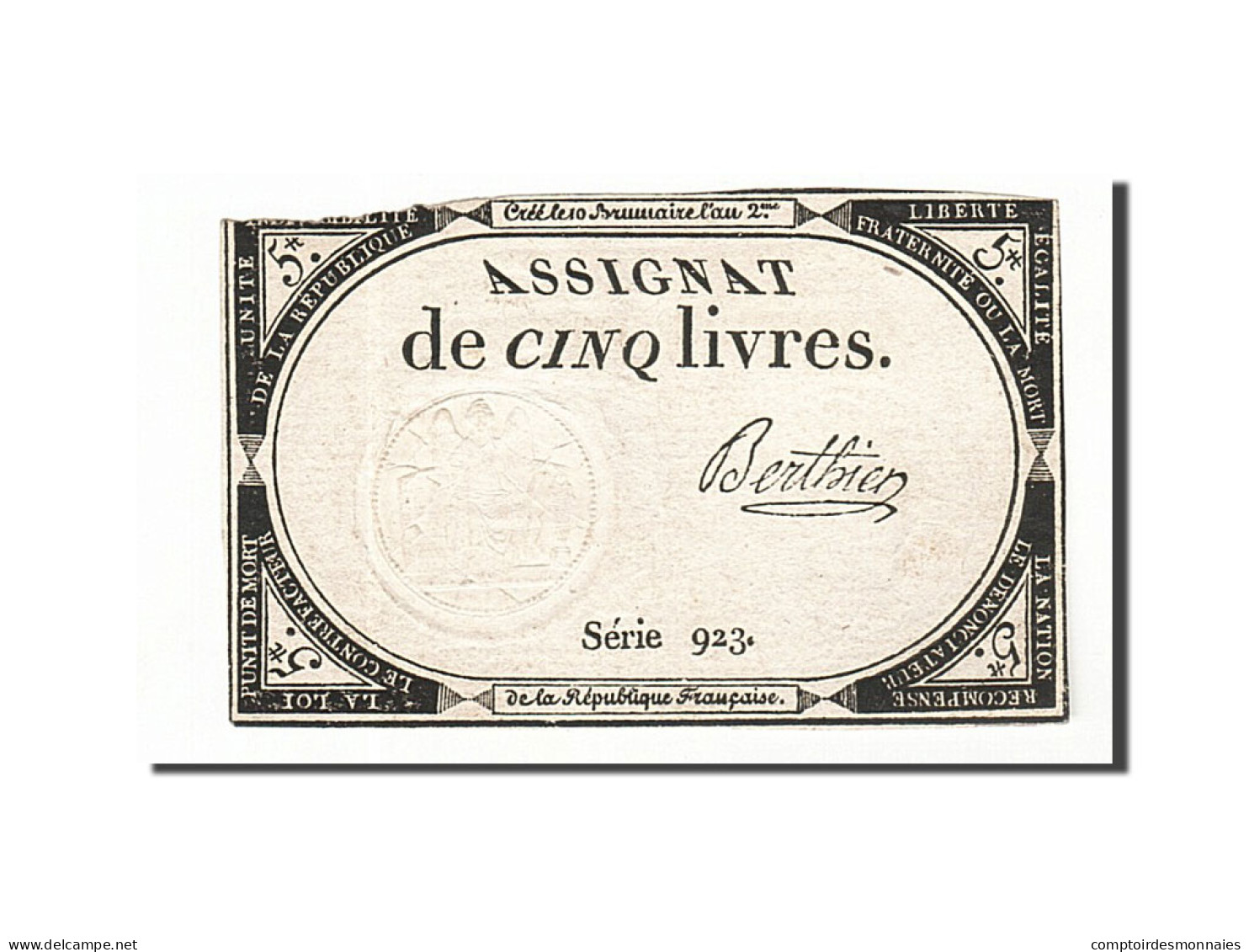 Billet, France, 5 Livres, 1793, 1793-10-31, Berthier, TB+, KM:A76, Lafaurie:171 - Assignats