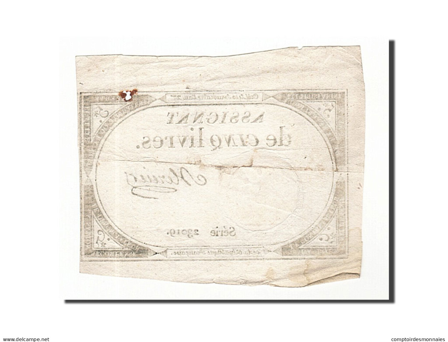 Billet, France, 5 Livres, 1793, 1793-10-31, Mercier, TB+, KM:A76, Lafaurie:171 - Assignats