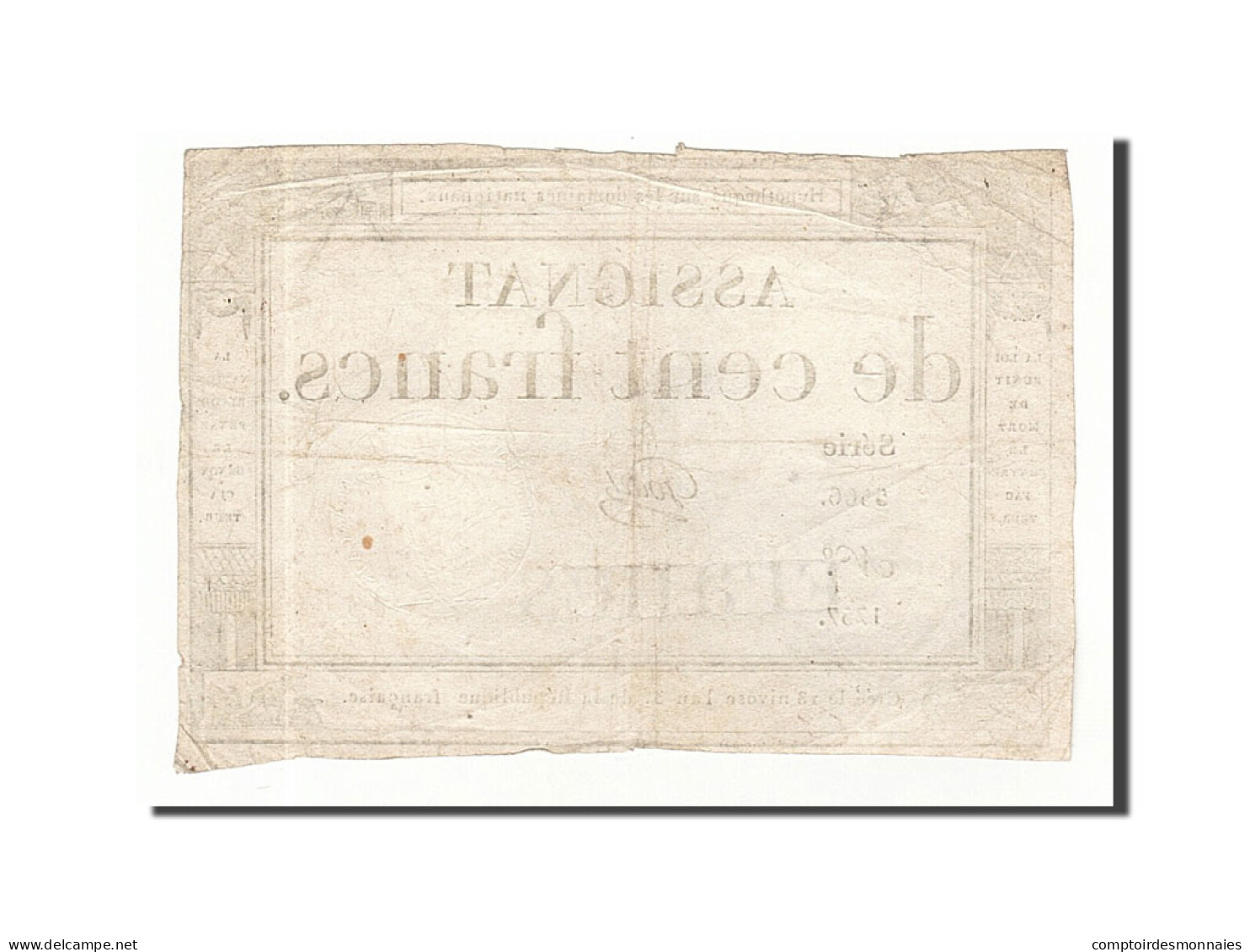 Billet, France, 100 Francs, 1795, 1795-01-07, Godet, TTB, KM:A78, Lafaurie:173 - Assignate