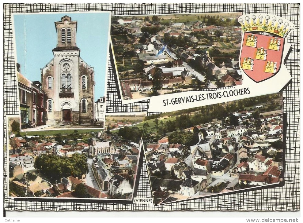 86 . SAINT GERVAIS DES TROIS CLOCHERS . MULTIVUE . ( Pli Cote Carte ) - Saint Gervais Les Trois Clochers