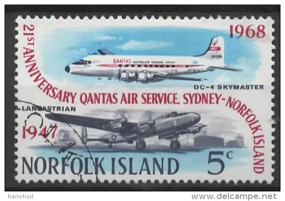 NORFOLK ISLAND 1968 21st Anniv Of QANTAS Air Service To Sydney - Avro Type 691 Lancastrian And Douglas DC-4 Aircraft FU - Norfolkinsel