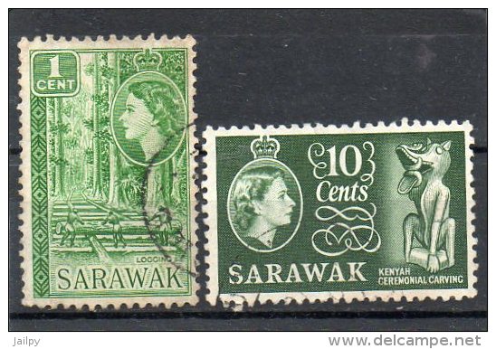 GRANDE-BRETAGNE     2 Timbres De Sarawak  1 C Et 10 C    Oblitérés - Sarawak (...-1963)