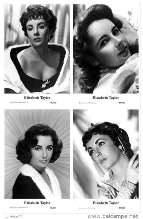 ELIZABETH TAYLOR - Film Star Pin Up - Publisher Swiftsure Postcards 2000 SET 109-12 - Entertainers