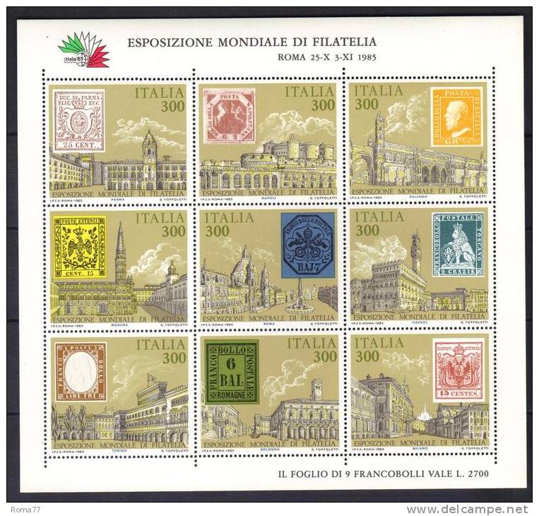 BIG40 - ITALIA , Il Foglietto Per L' Esposizione Mondiale Di Filatelia Del 1985  ***  MNH - Blocchi & Foglietti