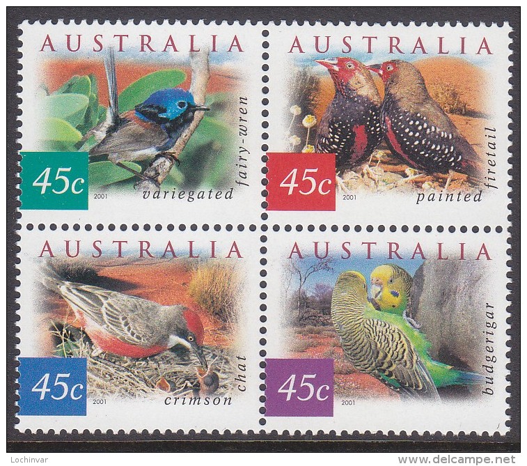 AUSTRALIA, 2001 DESERT BIRDS BLOCK 4 MNH - Neufs