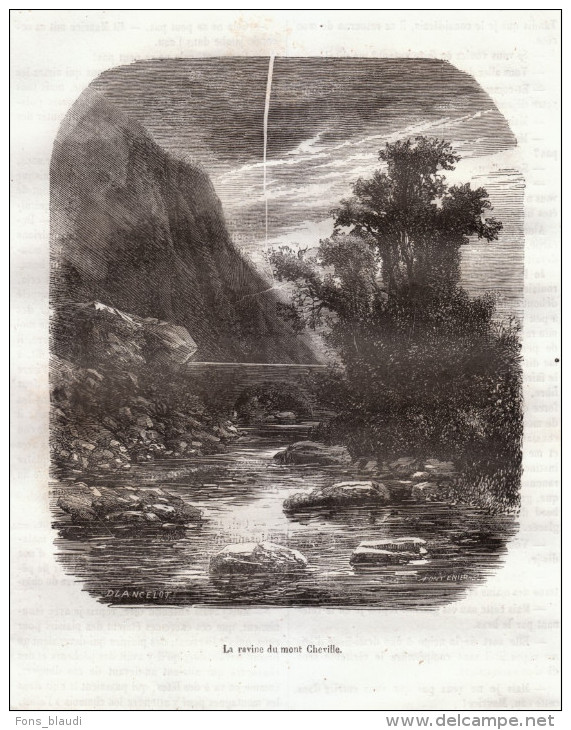 1860 - Gravure Sur Bois - Suisse - Gryon (Canton De Vaud) - La Ravine Du Mont Cheville - FRANCO DE PORT - Estampes & Gravures