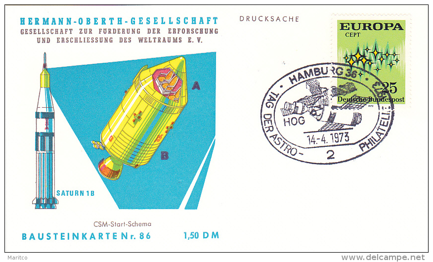 1973 Card Herman Oberth Geselschaft Space Research Nr 86 - Europa