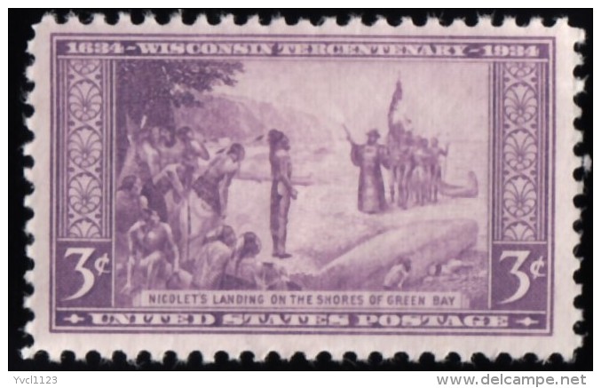 UNITED STATES - Scott #739 French Explorer Jean Nicolet At Green Bay, Wisconsin (*) / Mint LH Stamp - Neufs