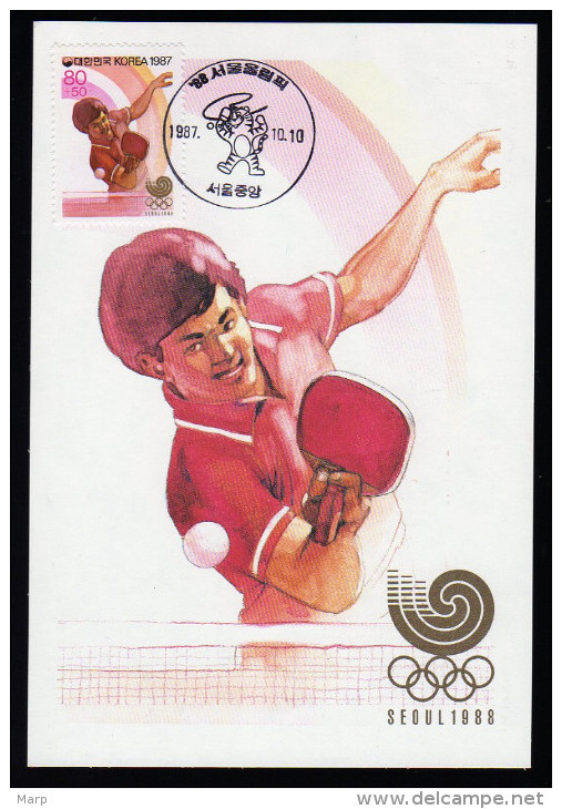 South Korea Olympics Seoul 1988 On Maximcard Table Tennis. - Estate 1988: Seul