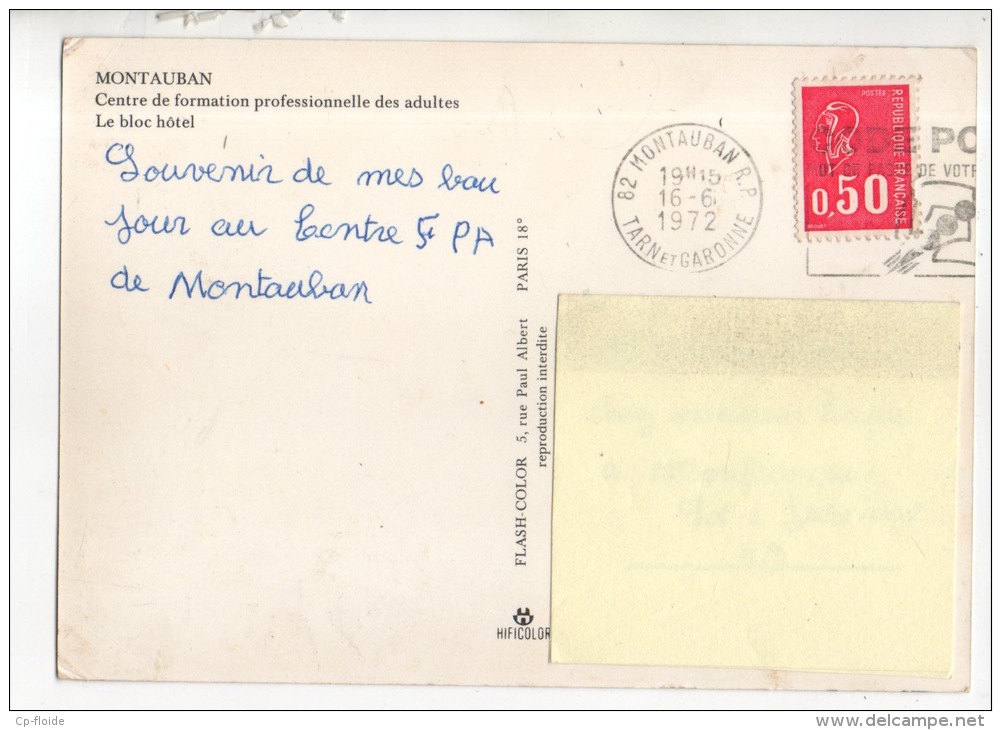 82 - MONTAUBAN . CENTRE DE FORMATION PROFESSIONNELLE DES ADULTES . LE BLOC HÔTEL - Réf. N°13899 - - Montauban