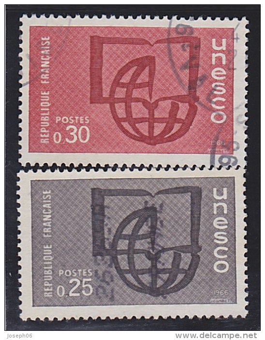 FRANCE    1966  Service   Unesco  Y.T. N° 36  37  Oblitéré - Gebraucht