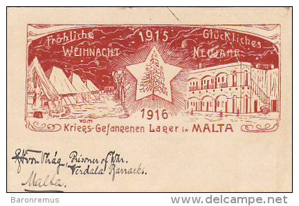 Fröhliche Weihnachten Vom Kriegs-Gefangenen-Lager In Malta - 1915/16   (160119) - Malta