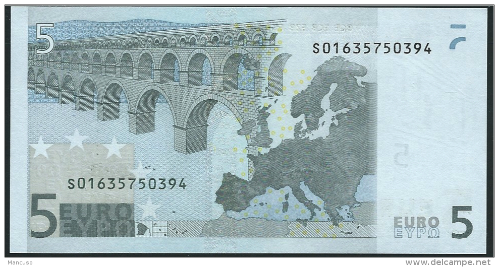 S  ITALIA  5 EURO J001 D5  VARIANTE B   DUISENBERG   UNC - 5 Euro