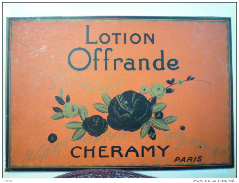 Très Joli  CARTON  PUB  LOTION  OFFRANDE  " CHERAMY "  Paris  (Format  30 X 20 Cm)    - Andere & Zonder Classificatie