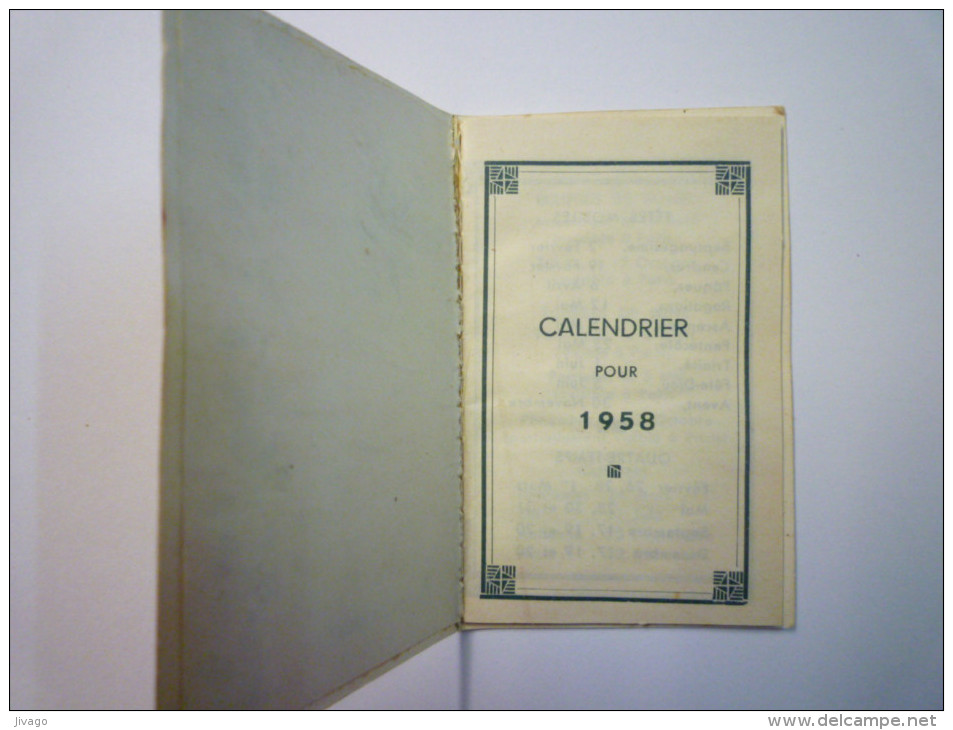 Petit  CALENDRIER  PUB  PORTE-BONHEUR  1958    - Small : 1941-60